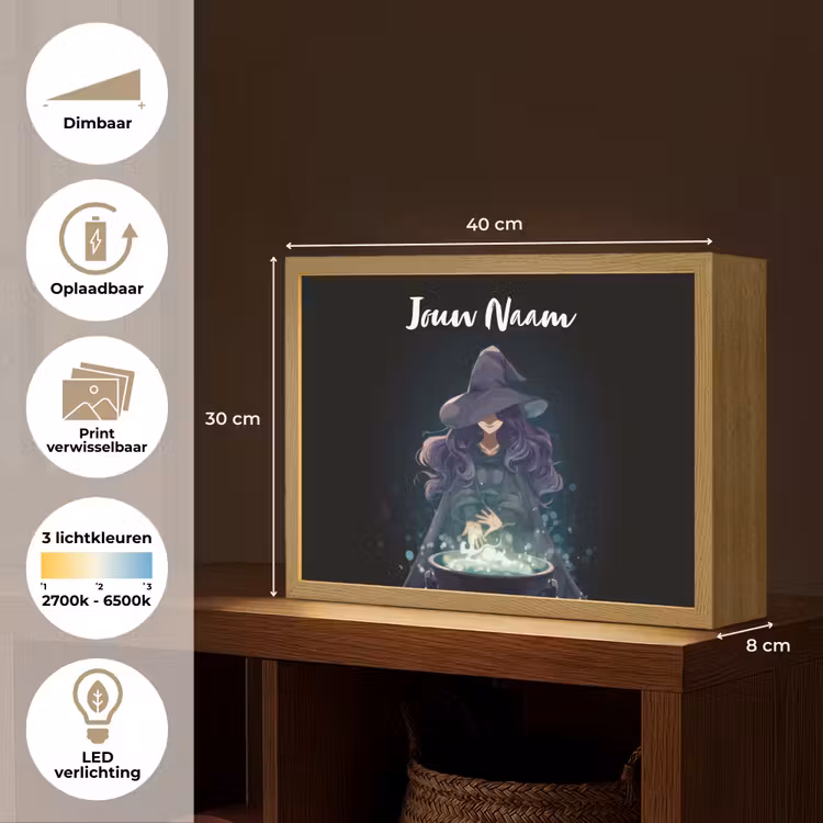 Heks - Magie - Heksenketel - Paars Light Box met batterij (Wandlamp kind) middel -USP_websiteoverzichtNL