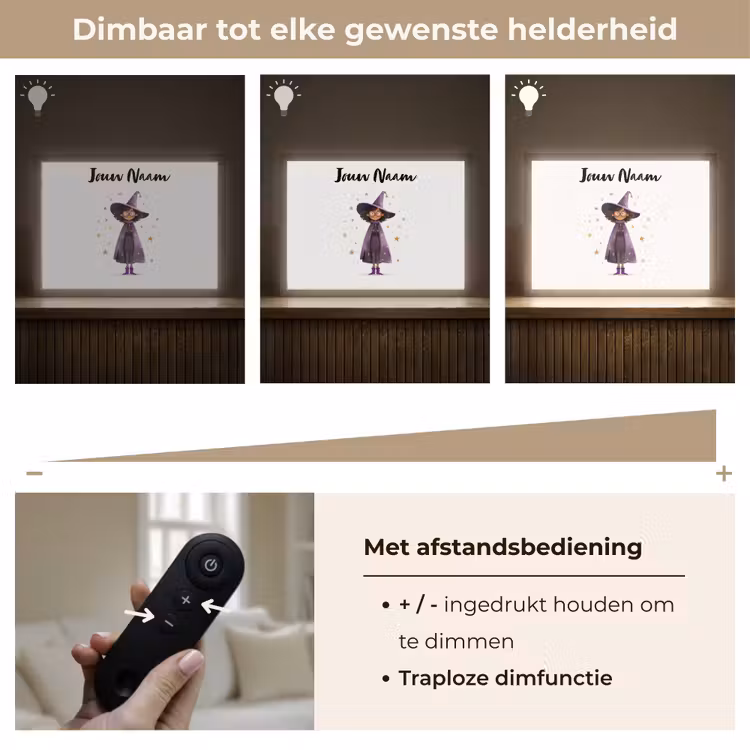 Heks - Paars - Sterren - Heksenhoed Light Box met batterij (Wandlamp kind) middel -USP_dimbaarNL