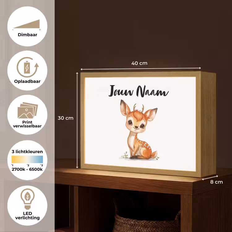 Hert - Baby - Dieren Light Box met batterij (Wandlamp kind) middel -USP_websiteoverzichtNL