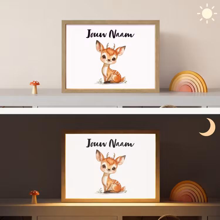 Hert - Baby - Dieren Light Box met batterij (Wandlamp kind) middel -sfeer3_kind