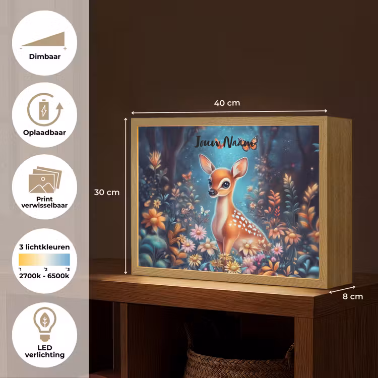 Hert - Magisch - Sprookjesbos Light Box met batterij (Wandlamp kind) middel -USP_websiteoverzichtNL