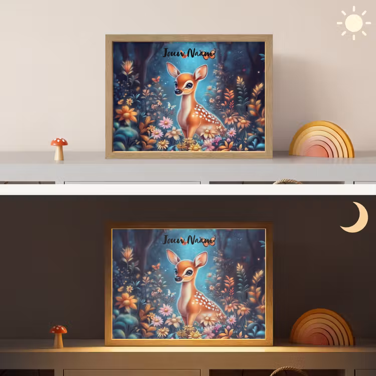 Hert - Magisch - Sprookjesbos Light Box met batterij (Wandlamp kind) middel -sfeer3_kind