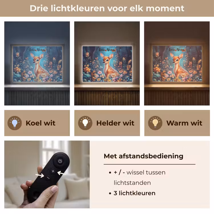 Hert - Magisch - Sprookjesbos Light Box met batterij (Wandlamp kind) middel -USP_lichtkleurNL