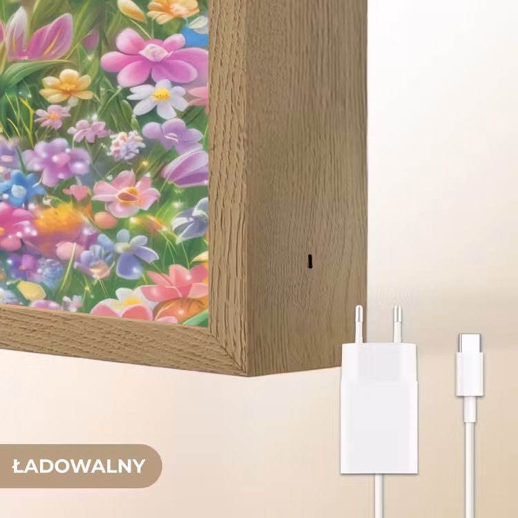 Hertje - Eekhoorn - Bloemenveld - Kleurrijk Light Box met batterij (Wandlamp kind) middel -USP_websiteoplaadbaarNL