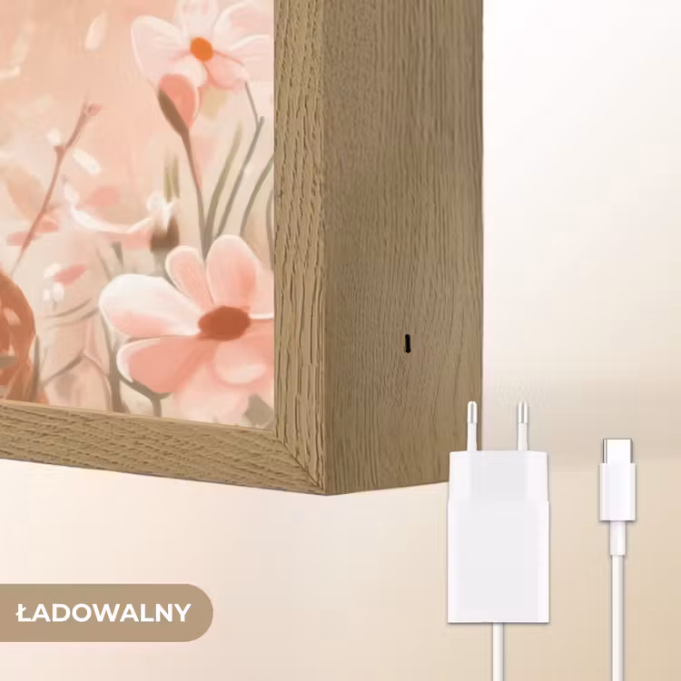 Hertje - Illustratie - Bloemen - Roze Light Box met batterij (Wandlamp kind) middel -USP_websiteoplaadbaarNL