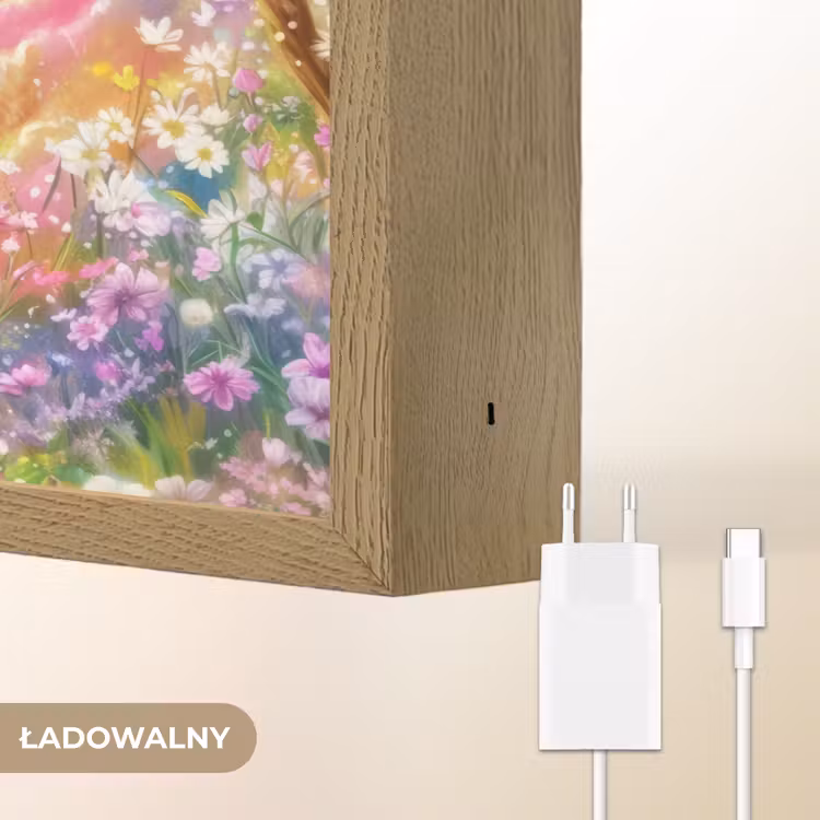 Hertje - Lammetje - Bloemen - Pastel Light Box met batterij (Wandlamp kind) middel -USP_websiteoplaadbaarNL