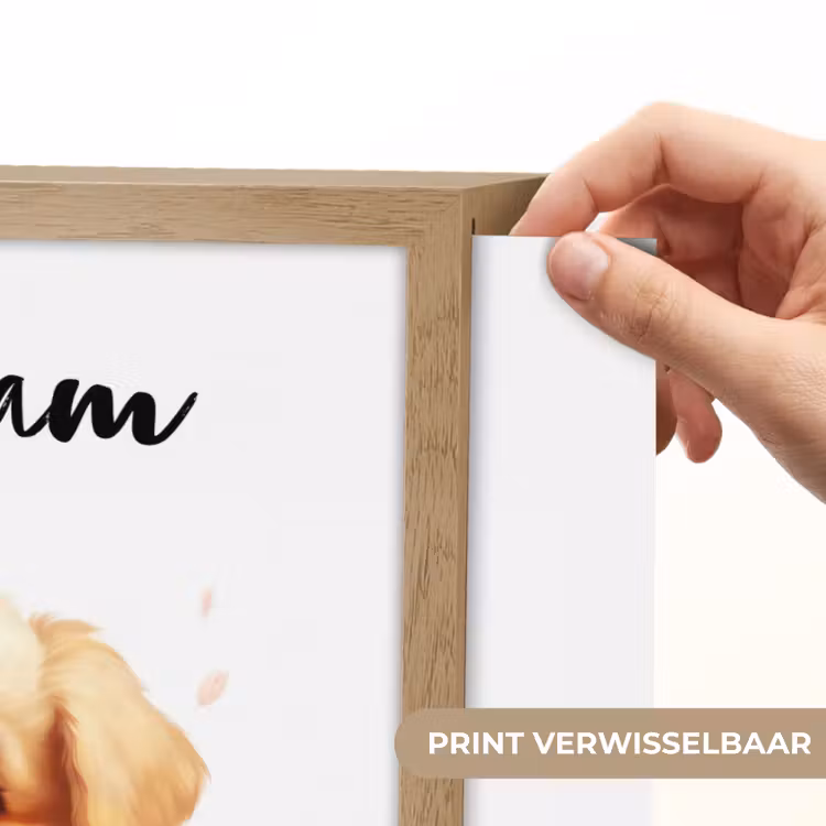 Hond - Bloemen - Roze - Meisjes - Kind Light Box met batterij (Wandlamp kind) middel -USP_websiteprintNL