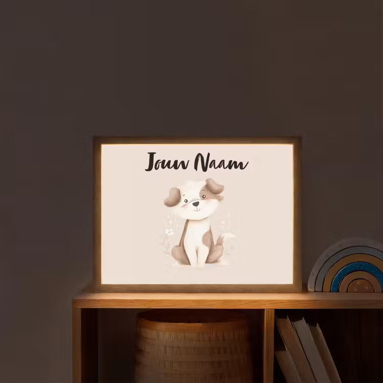 Hond - Gevlekt - Bruin Light Box met batterij (Wandlamp kind) middel -sfeer1_kind
