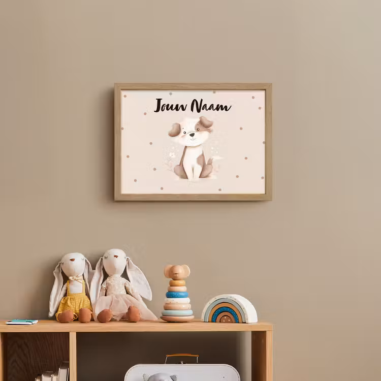 Hond - Gevlekt - Bruin - Stippen Light Box met batterij (Wandlamp kind) middel -sfeer2_kind