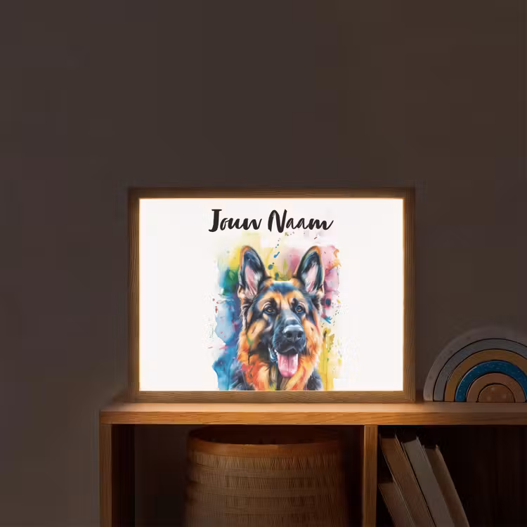 Hond - Verf - Dieren - Kleurrijk - Duitse Herder Light Box met batterij (Wandlamp kind) middel -sfeer1_kind