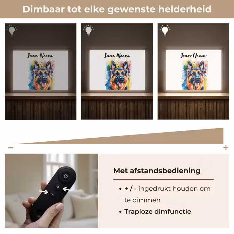 Hond - Verf - Dieren - Kleurrijk - Duitse Herder Light Box met batterij (Wandlamp kind) middel -USP_dimbaarNL