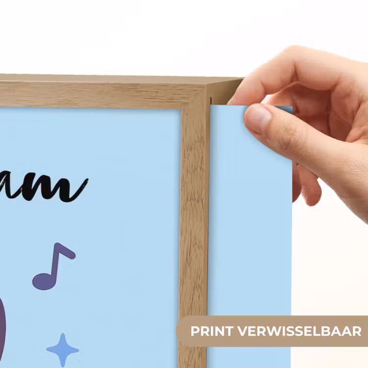 Hondje - Koptelefoon - Blauw - Muzieknoten Light Box met batterij (Wandlamp kind) middel -USP_websiteprintNL