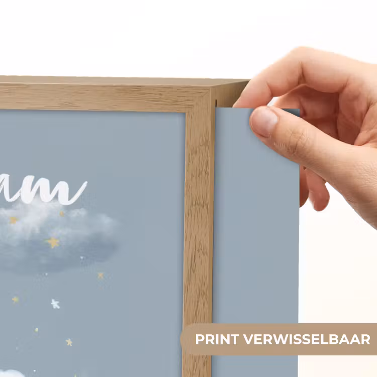 Ijsbeer - Pyjama - Wolken - Sterrenhemel Light Box met batterij (Wandlamp kind) middel -USP_websiteprintNL