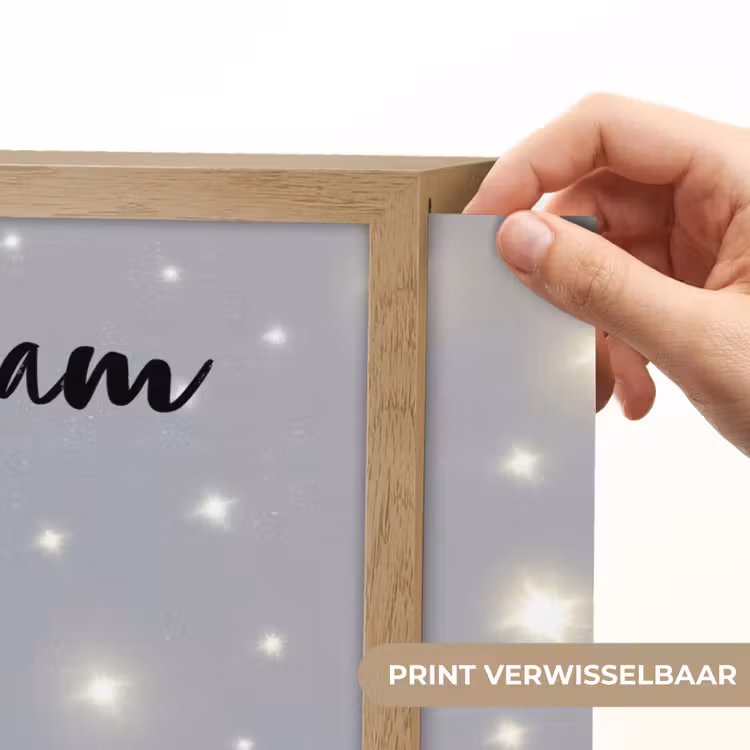 Ijsbeer - Sneeuw - Sterren - Blauw Light Box met batterij (Wandlamp kind) middel -USP_websiteprintNL