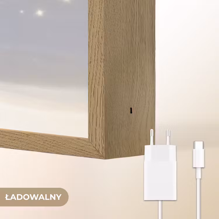 Ijsbeer - Sneeuw - Sterren - Blauw Light Box met batterij (Wandlamp kind) middel -USP_websiteoplaadbaarNL
