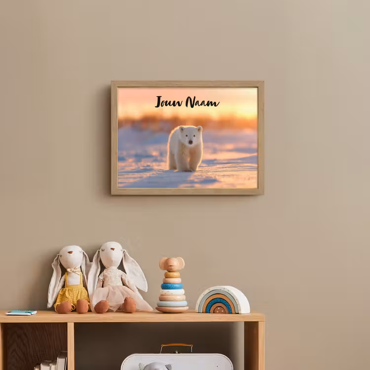 Ijsbeer - Sneeuw - Zonsopgang Light Box met batterij (Wandlamp kind) middel -sfeer2_kind