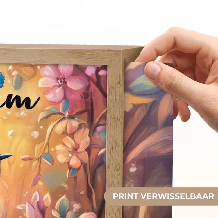 IJsvogel - Sprookjesbos - Roze - Bloemen Light Box met batterij (Wandlamp kind) middel -USP_websiteprintNL