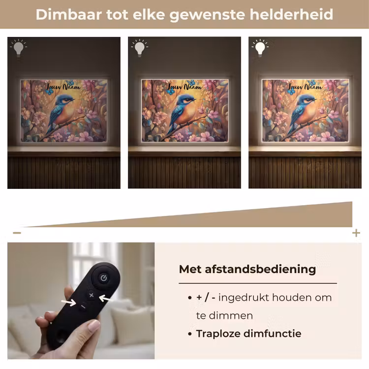 IJsvogel - Sprookjesbos - Roze - Bloemen Light Box met batterij (Wandlamp kind) middel -USP_dimbaarNL