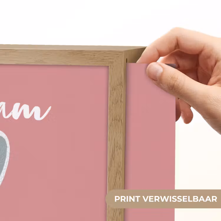 Illustratie - Konijn - Roze - Minimalistisch Light Box met batterij (Wandlamp kind) middel -USP_websiteprintNL