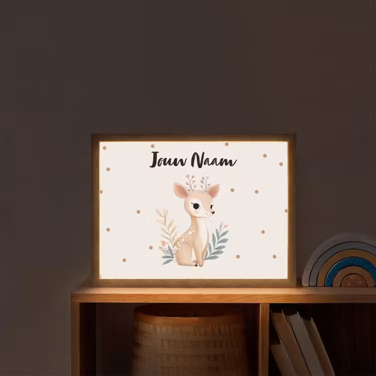 Illustratie - Stippen - Aquarel - Hertje Light Box met batterij (Wandlamp kind) middel -sfeer1_kind
