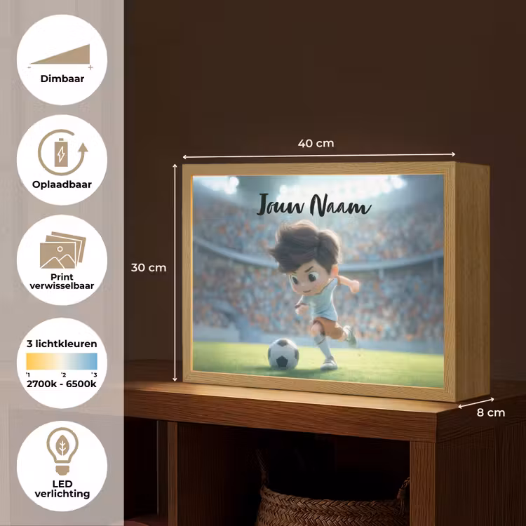 Jongen - Voetbal - Stadion - Zonlicht Light Box met batterij (Wandlamp kind) middel -USP_websiteoverzichtNL