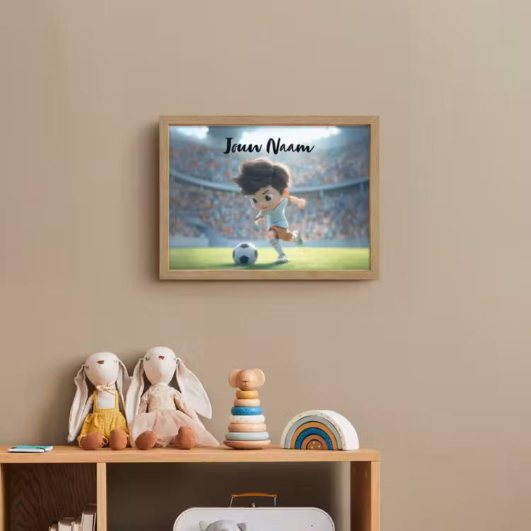 Jongen - Voetbal - Stadion - Zonlicht Light Box met batterij (Wandlamp kind) middel -sfeer2_kind