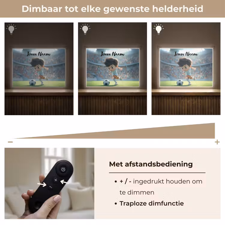 Jongen - Voetbal - Stadion - Zonlicht Light Box met batterij (Wandlamp kind) middel -USP_dimbaarNL