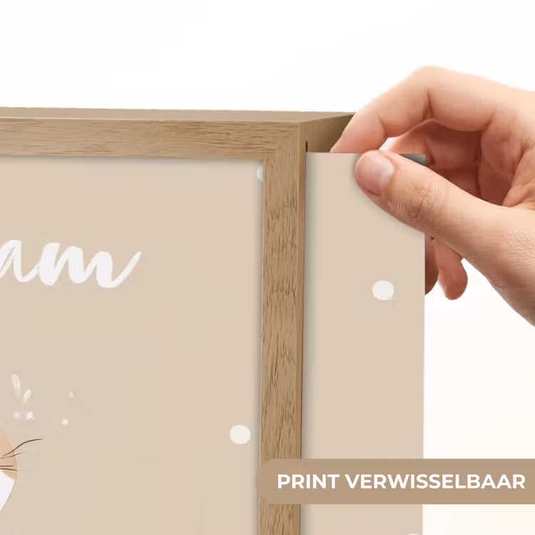 Kat - Kitten - Beige - Stippen Light Box met batterij (Wandlamp kind) middel -USP_websiteprintNL