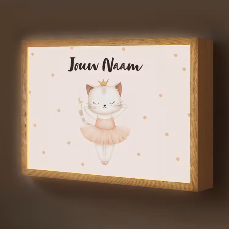 Kat - Tutu - Kroontje - Stippen Light Box met batterij (Wandlamp kind) middel -z3d_website