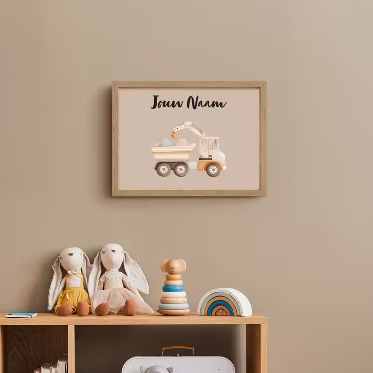 Kiepwagen - Auto - Beige - Stenen Light Box met batterij (Wandlamp kind) middel -sfeer2_kind