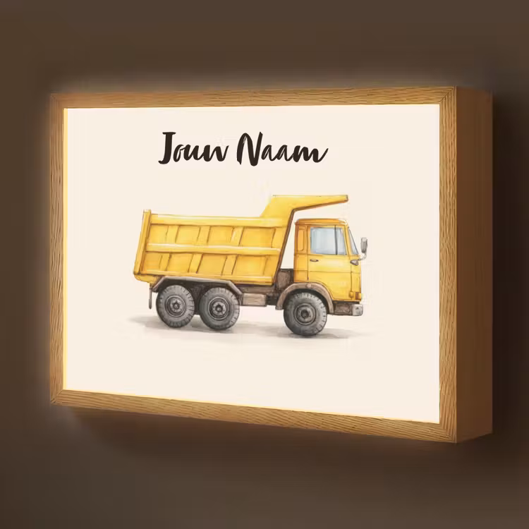 Kiepwagen - Getekend - Geel Light Box met batterij (Wandlamp kind) middel -z3d_website