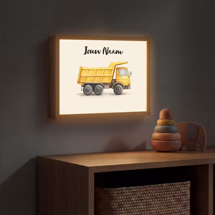 Kiepwagen - Getekend - Geel Light Box met batterij (Wandlamp kind) middel -sfeer5_kind