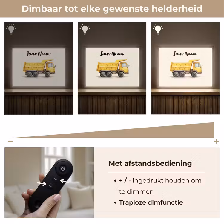 Kiepwagen - Getekend - Geel Light Box met batterij (Wandlamp kind) middel -USP_dimbaarNL