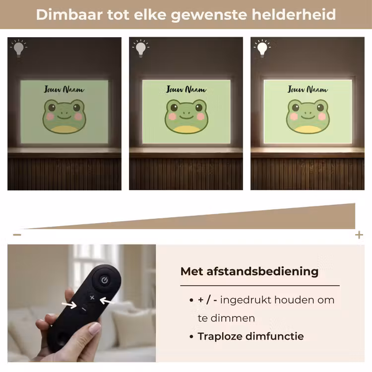 Kikker - Groen - Gezichtje Light Box met batterij (Wandlamp kind) middel -USP_dimbaarNL