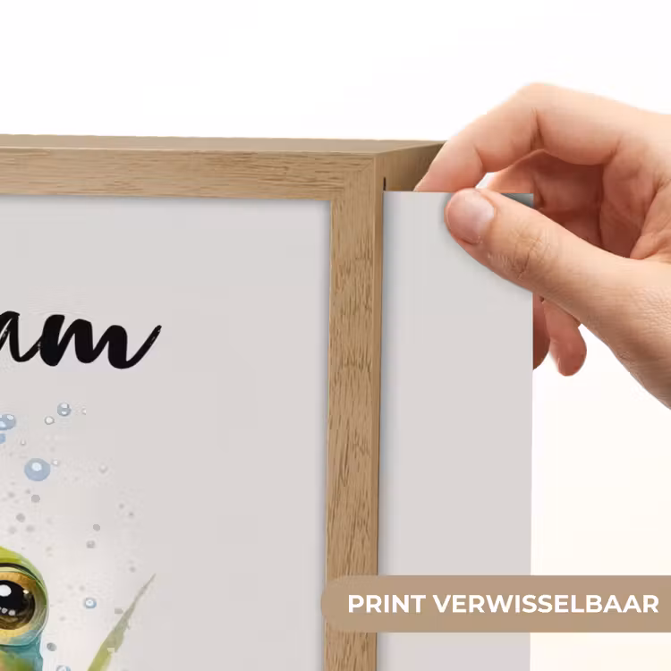 Kikker - Groen - Waterverf - Dieren - Jongen - Meisje Light Box met batterij (Wandlamp kind) middel -USP_websiteprintNL