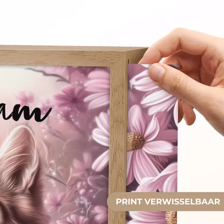 Kitten - Bloemen - Vlinders - Paars Light Box met batterij (Wandlamp kind) middel -USP_websiteprintNL