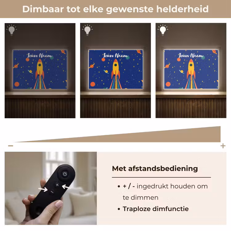 Kleurrijk - Raket - Ruimte Light Box met batterij (Wandlamp kind) middel -USP_dimbaarNL