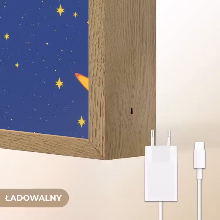 Kleurrijk - Raket - Ruimte Light Box met batterij (Wandlamp kind) middel -USP_websiteoplaadbaarNL