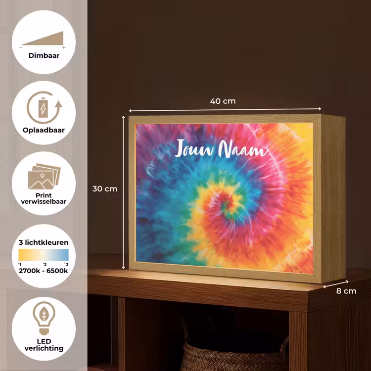 Kleurrijk - Regenboog - Spiraal Light Box met batterij (Wandlamp kind) middel -USP_websiteoverzichtNL