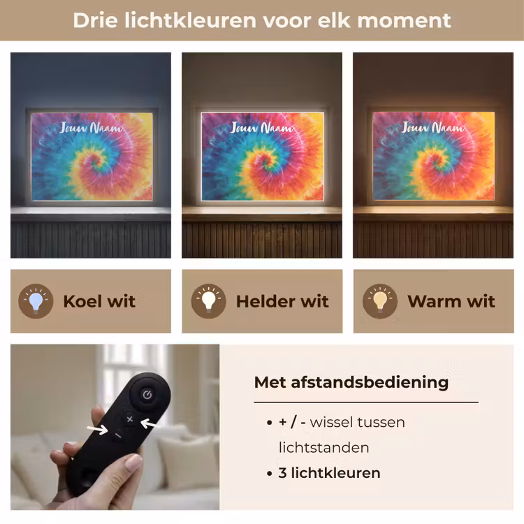 Kleurrijk - Regenboog - Spiraal Light Box met batterij (Wandlamp kind) middel -USP_lichtkleurNL