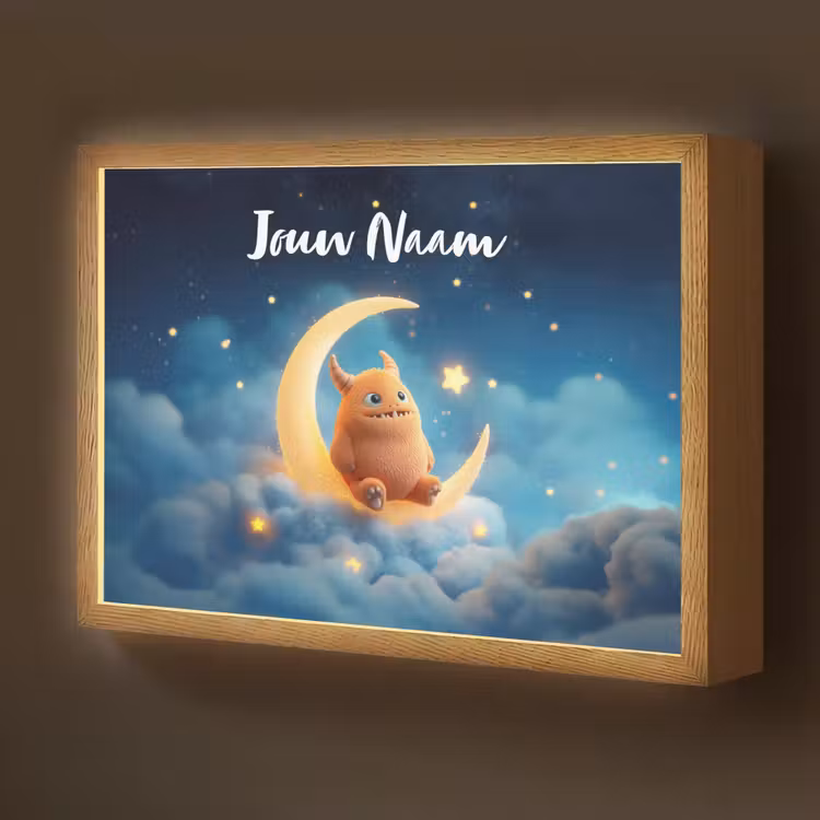 Knuffel - Monster - Maan - Wolken Light Box met batterij (Wandlamp kind) middel -z3d_website