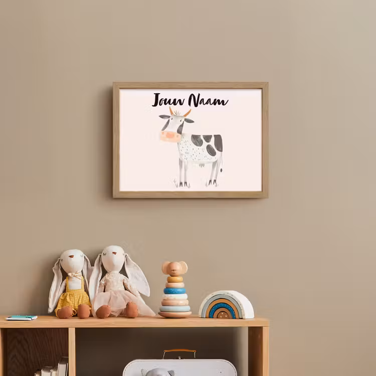 Koe - Boerderij dier - Dieren - Pastel kleuren Light Box met batterij (Wandlamp kind) middel -sfeer2_kind