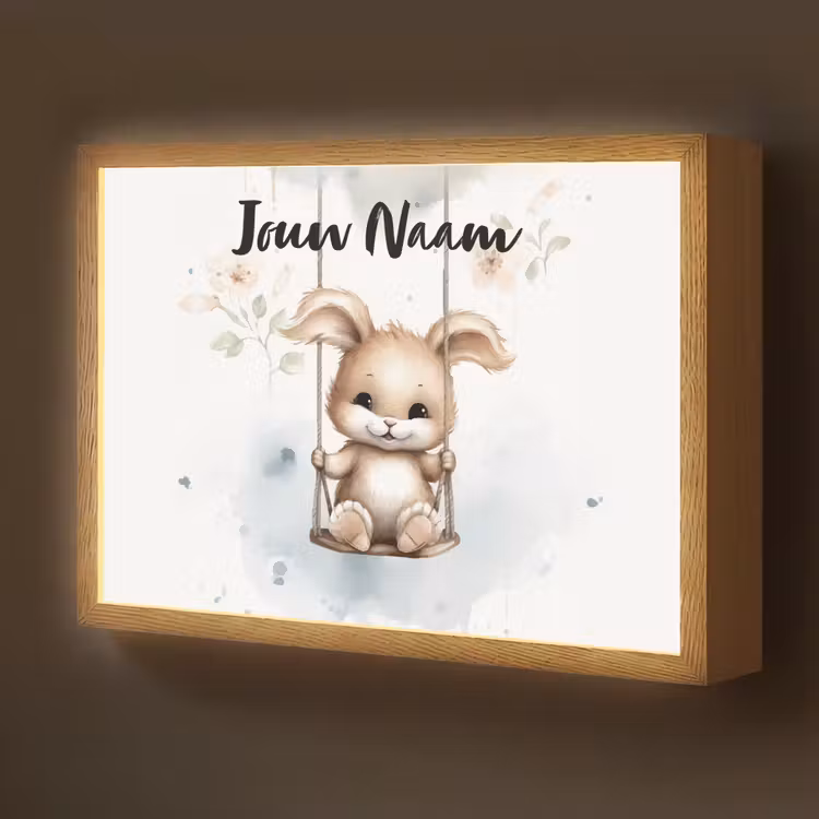 Konijn - Baby dier - Kinderen Light Box met batterij (Wandlamp kind) middel -z3d_website