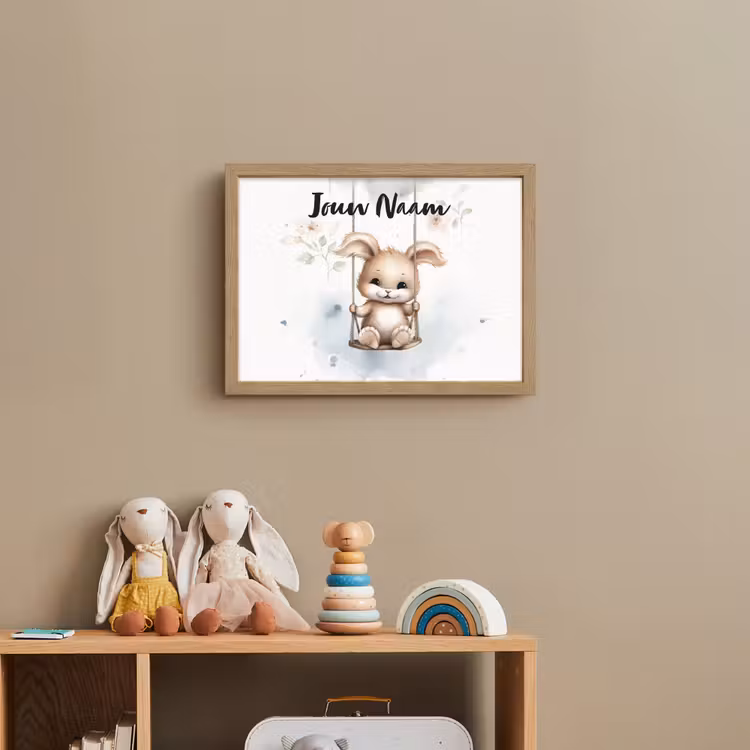 Konijn - Baby dier - Kinderen Light Box met batterij (Wandlamp kind) middel -sfeer2_kind