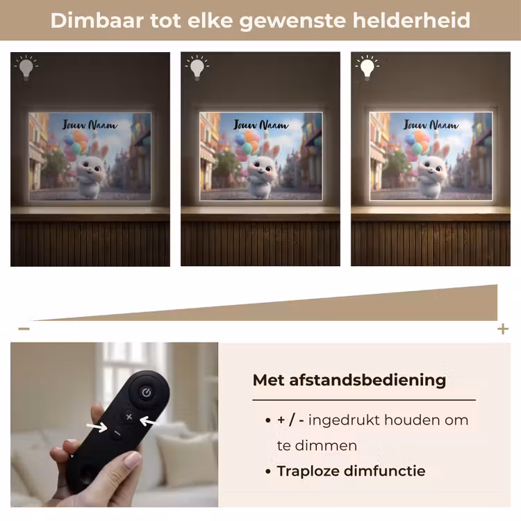 konijn - Ballonnen Light Box met batterij (Wandlamp kind) middel -USP_dimbaarNL