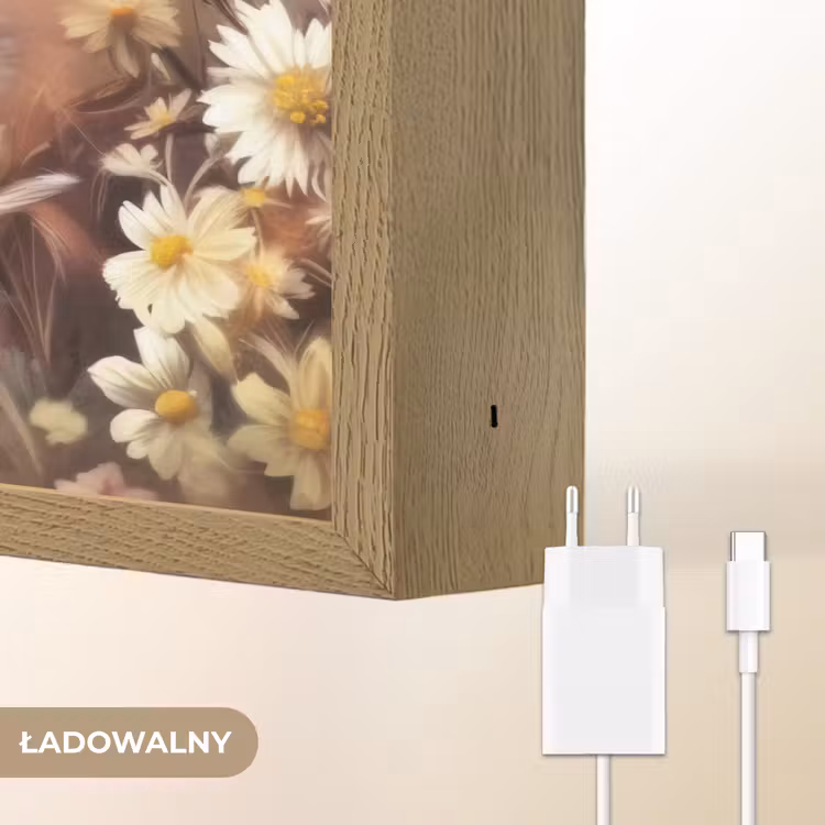 Konijntje - Bruin - Bloemen - Vlinders Light Box met batterij (Wandlamp kind) middel -USP_websiteoplaadbaarNL