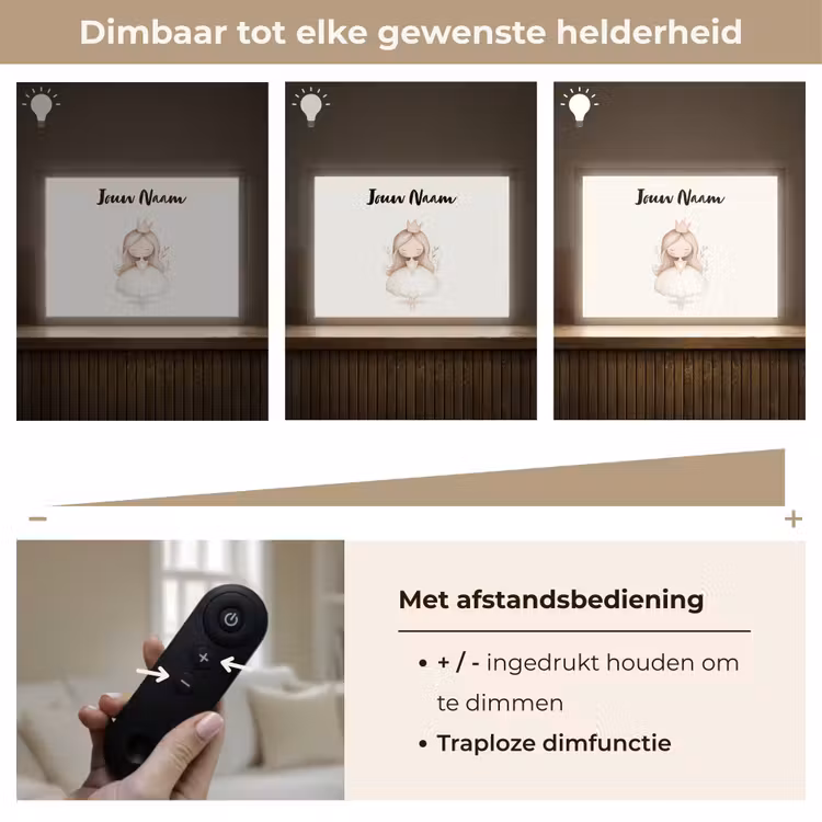 Kroon - Ballerina - Kroon - Minimalistisch Light Box met batterij (Wandlamp kind) middel -USP_dimbaarNL