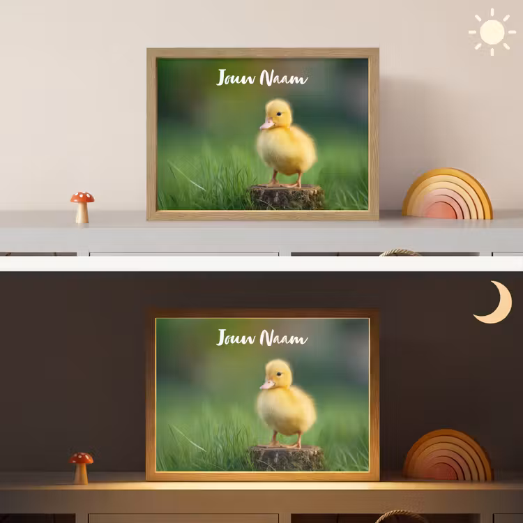 Kuiken - Eend - Geel - Gras Light Box met batterij (Wandlamp kind) middel -sfeer3_kind