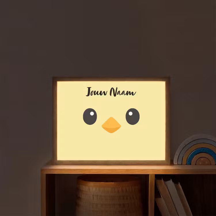 Kuiken - Geel - Minimalistisch - Snavel Light Box met batterij (Wandlamp kind) middel -sfeer1_kind