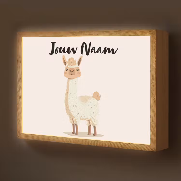 Lama - Dieren - Boerderij - Pastel Light Box met batterij (Wandlamp kind) middel -z3d_website